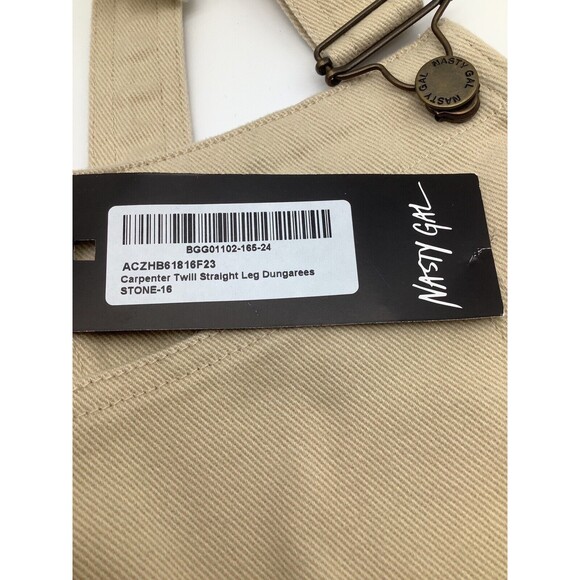Nasty Gal Womens Carpenter Twill Straight Leg‎ Dungarees Overalls Size 12 NWT - Picture 7 of 8